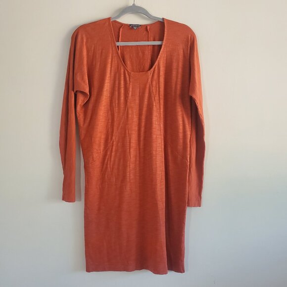 Lilla P Women's Shift Dress Rusty Orange XS Long Sleeve Modal Autumn Casual - Picture 1 of 9